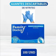 FAMILY DOCTOR - GUANTES DE NITRITEC TALLA "M" CAJA X 100 UND