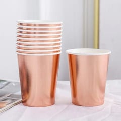 GENERICO - Vasos SET X 10 UNID Desechable Descartable Fiestas Color Rosa Metalico