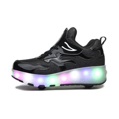 SHANDIAN - Zapatillas con ruedas y luces LED recargables con USB niñas y niños