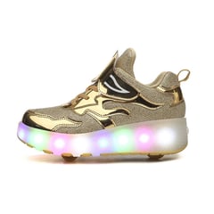 SHANDIAN - Zapatillas con ruedas y luces LED recargables con USB niñas y niños