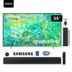 SAMSUNG - Televisor LED Smart TV 55 Crystal UHD 4K UN55CU8200GXPE - Gris Titan + Soundbar HW-C400