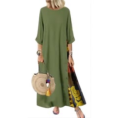 Boho Mujer 34 Manga Maxi Vestido Suelto