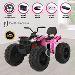 BEAUTIFUL - Cuatrimoto a Batería «UTV HOLLICY» 24V con MP3 Pink