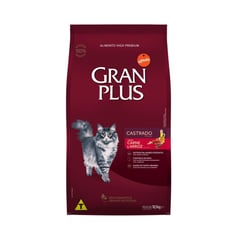 GRAN PLUS - Gatos Adultos Castrados Carne y Arroz 10 Kg