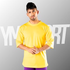 YML SPORT - Oversize Fitness Hombre - Polo Algodón Amarillo - YML SPORT
