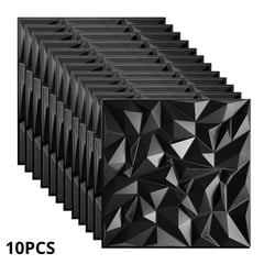 GENERICO - Panel Decorativo 3D Estrella Negro 10 piezas