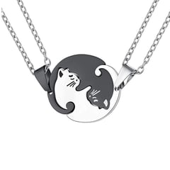 GENERICO - Collares con dije de Gatos para parejas - Modelo Yin Yang