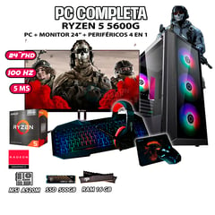 AMD - Computadora Completa Ryzen 5 5600G RAM 16GB DISCO 500GB SSD MONITOR 24" FHD