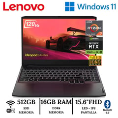 Laptop 15.6" FHD 15ACH6 IdeaPad Gaming 3 AMD RYZEN 7 5800H 16GB RAM 512GB SSD RTX3060 WIN 11