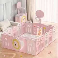 BABYKISS - CORRAL PARA BEBES Y NIÑOS PLEGABLE DE LEON ROSADO