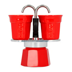 BIALETTI - Set Cafetera Mini Express 2 Tz + 2 Vasitos Rojo