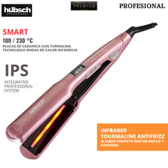 HUBSCH - Plancha de cabello PREMIUM Profesional SMART 100230 °C Rosa Met