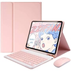 GENERICO - Funda Con Teclado Ratón para ipad 9/8/7 10.2" air3 10.5"-rosa