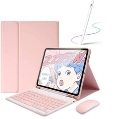 PUREPOWER - Funda con teclado y ratón y stylus iPad 9/8/7 10.2" air3 10.5"-rosa