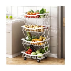 GRETAIL - Estante Organizador Verdulero Frutero Plegable 4 Pisos Ruedas Blanco