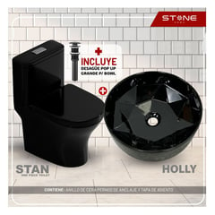 STONE - COMBO INODORO MINIMALISTA STAN BLACK BOWL MINIMALISTA HOLLY