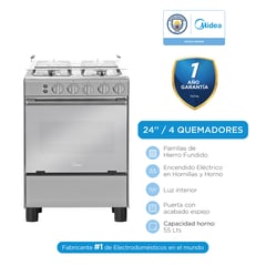 MIDEA - Cocina a Gas MIDEA  4 Quemadores MGS24FS2LAAMB SILVER