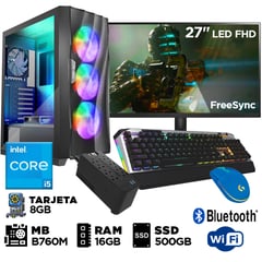 Computadora Pc Gamer Core i5 16GB 500GB Video 8GB PANTALLA 27 Full Hd