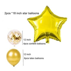 GENERICO - Set de 25 globos Para Fiesta Metálicos+Confeti+Látex Dorado