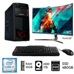 GENERICO - Computadora Pc Intel Core i7 32ghz Ram 16GB Disco 1TB+SSD480GB Monitor 27´´FHD