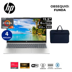 HP - LAPTOP RYZEN 3 7320U 8GB, 512 SSD, 15.6 FHD, AMD RADEON GRAPHICS FREEDOS 15-FC0005LA