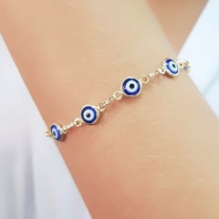 GENERICO - Pulsera de acero inoxidable ojos turcos-azul