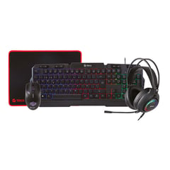 TEROS GAMING - Combo Multimedia Gaming Teros Audifono+Teclado+Mouse+Pad Mouse Negro