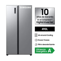 SAMSUNG - Refrigeradora Side by Side RS52B3000M9PE 490L Gris Metal