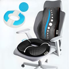 DAUER - Cojín DUO Respaldar y Asiento tipo Dona 2en1 Lumbar Coxis Hemorroides