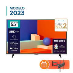 HISENSE - Televisor HISENSE LED 55 UHD 4K Smart Tv 55A6K Modelo 2023 I Rack Móvil