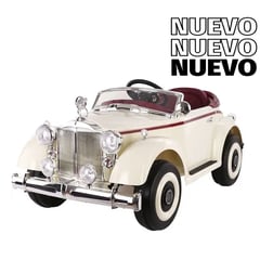 GENERICO - Coche Vintage Eléctrico de 12V con Control Remoto Crema