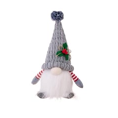 GENERICO - MUÑECO GNOMO NAVIDEÑO DECORATIVO CON LUZ GORRO GRIS