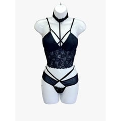 GENERICO - Ropa Interior encaje Negro CAROLINA Bralette TALLA S a M De Alcoba