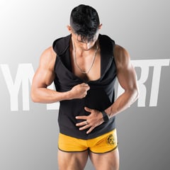 YML SPORT - Chaleco con Capucha Hombre - Chaleco GYM Negro -