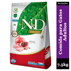 N&D - Comida para Gato Adulto Castrado Pollo y Granada 7.5 kg