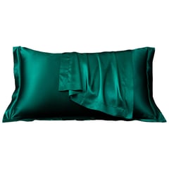 DENISASAA - Funda de almohada de seda de morera transpirable de doble cara-verde