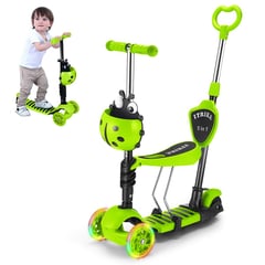 KELLER - Scooter 5en1 Monopatín Mariquita Graduable Niños Verde 36P