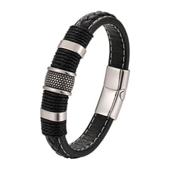 CLOCK PERU - Brazalete de Hombre en Cuero PU Negro BRA-34