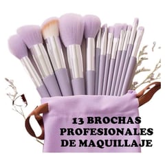 IMPORTADO - Set de 13 Brochas Profesionales de Maquillaje + Estuche de Terciopelo