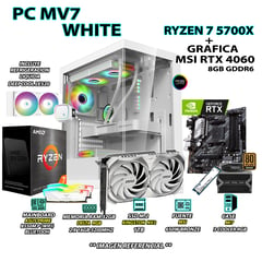 Computadora PC RYZEN 7 5700X RAM 32GB SSD 1TB GRAFICA MSI RTX 4060 8GB