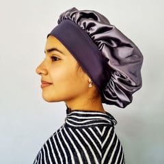 SANTOS RIZOS - Gorro de Satín Antifrizz para Dormir - Color Gris Carbón