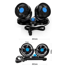 GENERICO - Ventilador 360º camioneta y auto 12v doble base giratoria