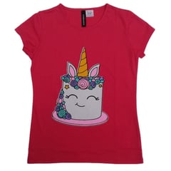 FODAGO - Polo niÃ±a manga corta Torta Unicornio - Rojo