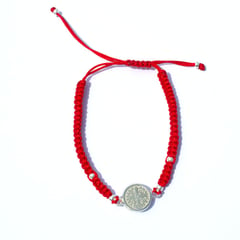 GENERICO - Pulsera Tejida con Dije San Benito de Plata