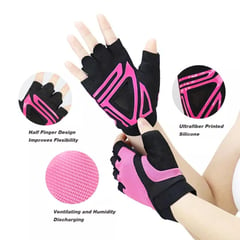 GENERICO - Guantes para Pesas GYM Dama Mesh Talla M Fucsia