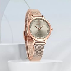 NAVIFORCE - Reloj para Mujer minimalista elegante casual de acero inoxidable