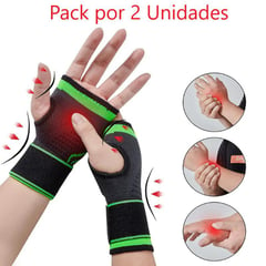 IMPORTADO - Pack 2 Muñequera Soporte Mano Reduce Dolor Tendinitis Verde