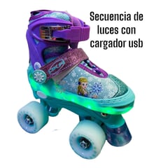 OKA - PATIN 4 RUEDAS CELESTE CON LUCES TALLA M