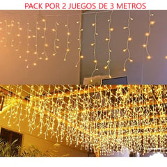 GENERICO - Pack 2 Cortina 5m Luces Led Decoración Navidad Cálida Extensible