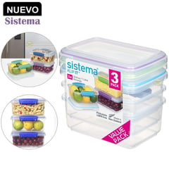 SISTEMA - Kit de 3 contenedores para almacenamiento de alimentos KLIP IT